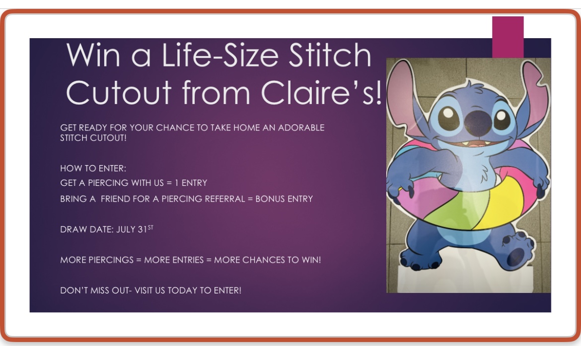 Win a Life-Size Stitch cutout icon