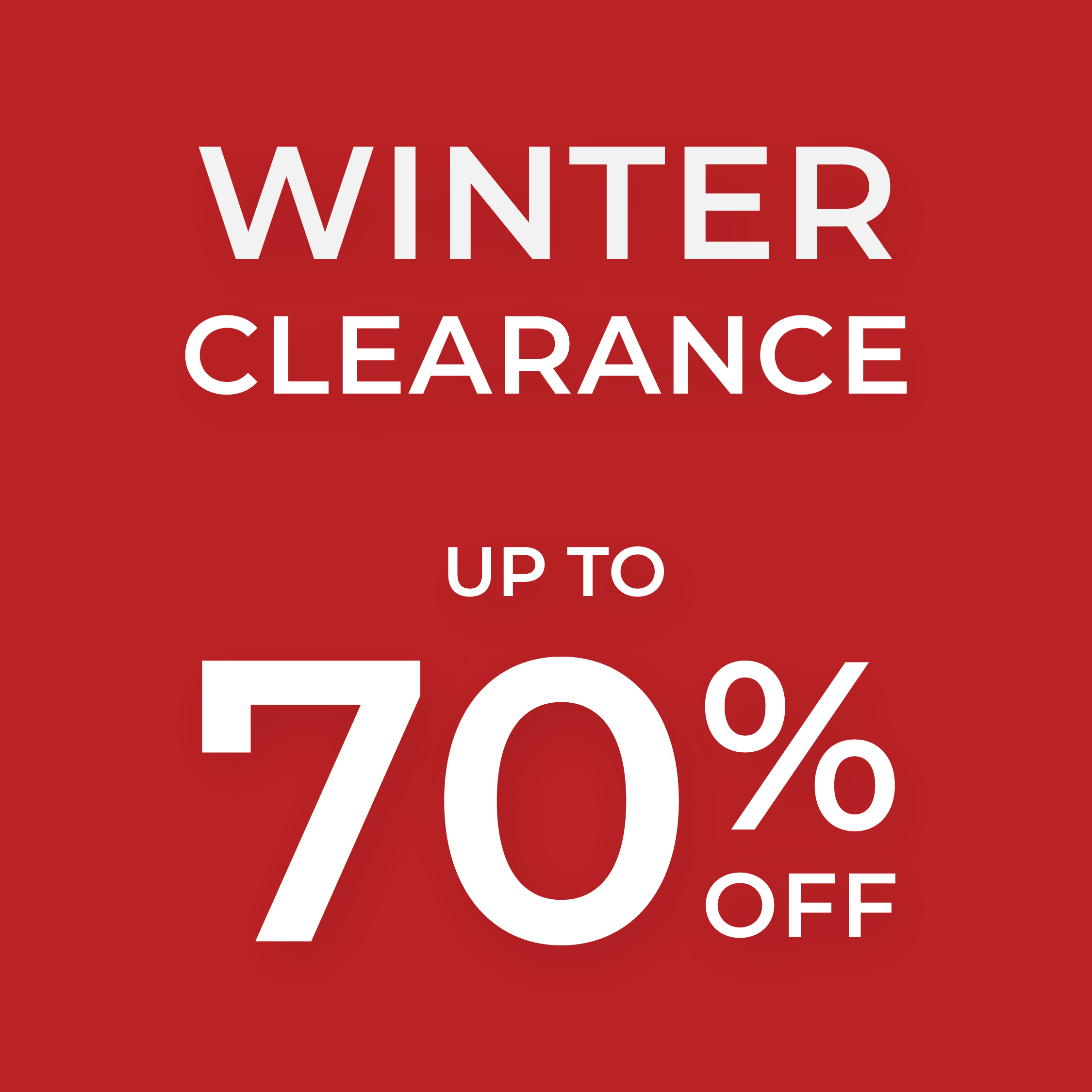 Winter Clearance up to 70 % OFF icon