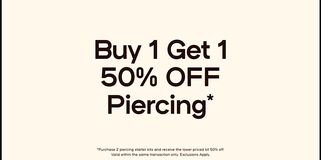 Buy 1 Piercing package and get a second 50% off icon